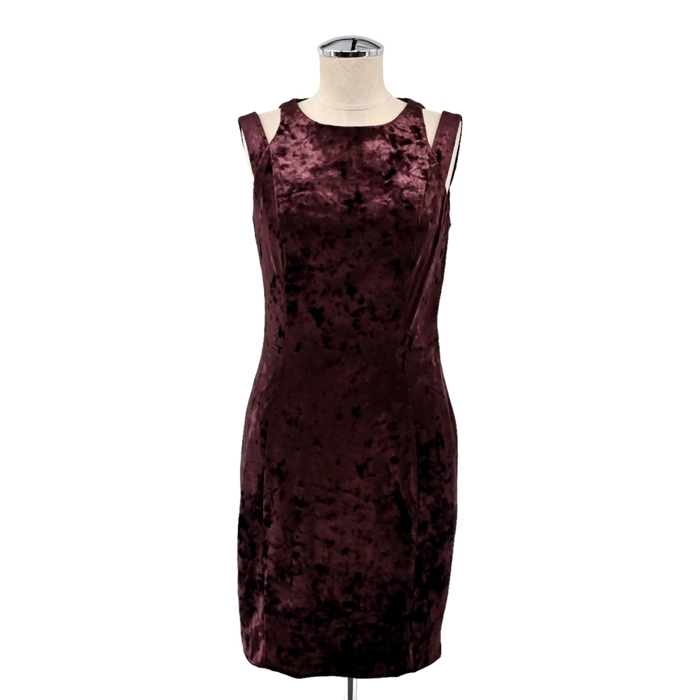 Maggy London Crushed Velvet Mini Dress in Burgundy